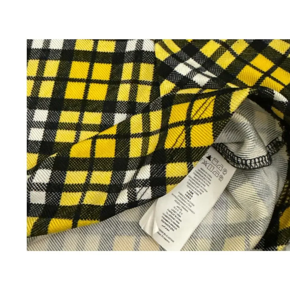 Michael Kors Yellow Black Plaid Retro 90s Y2K Preppy Long-Sleeve Top Small